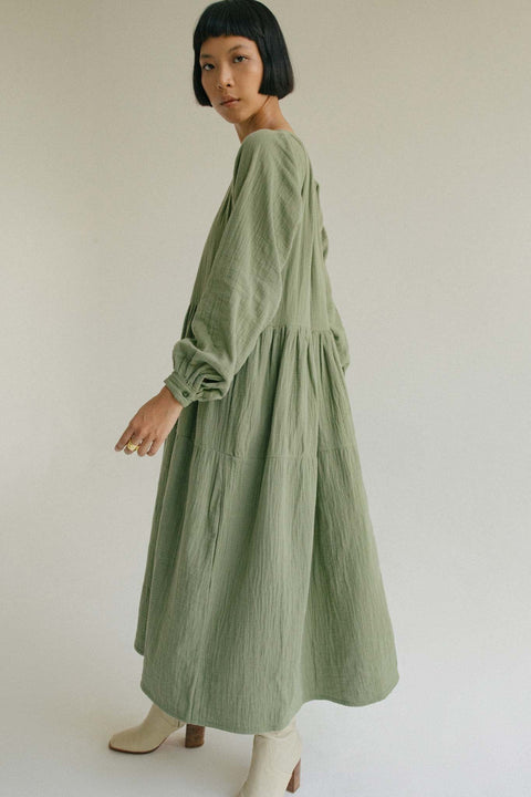 State Of Georgia I THE DYLAN COTTON MAXI DRESS- SAGE GREEN