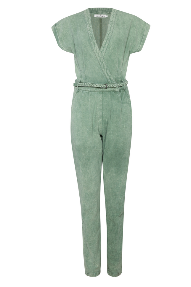 State Of Georgia I JANE SAYS  STONE WASHED JUMPSUIT - SAGE GREEN