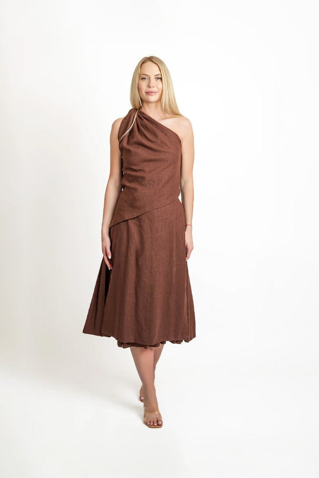 Muda Clothing | Top and Wide Leg Trousers Set Rachel brown
