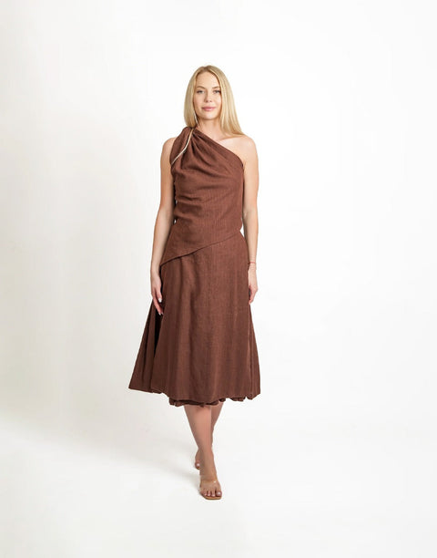 Muda Clothing | Top and Wide Leg Trousers Set Rachel brown