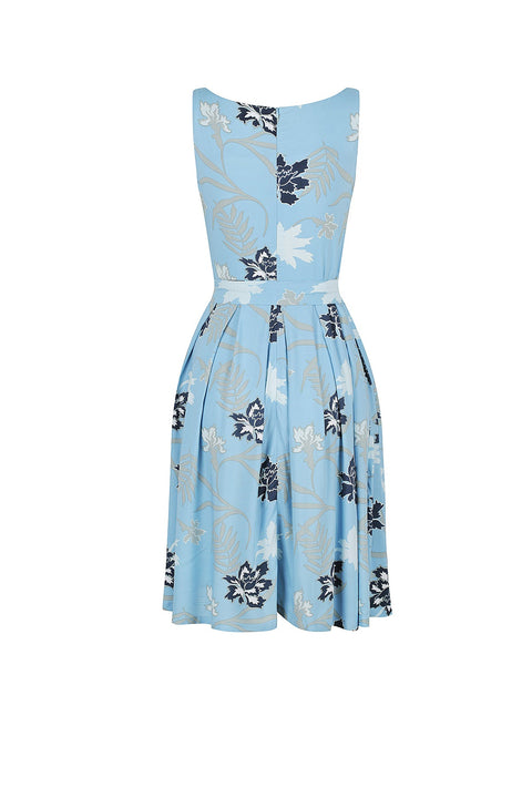 Violet Fish I Isabella Dress - Mystery Gardenia Print  Blue Dreams