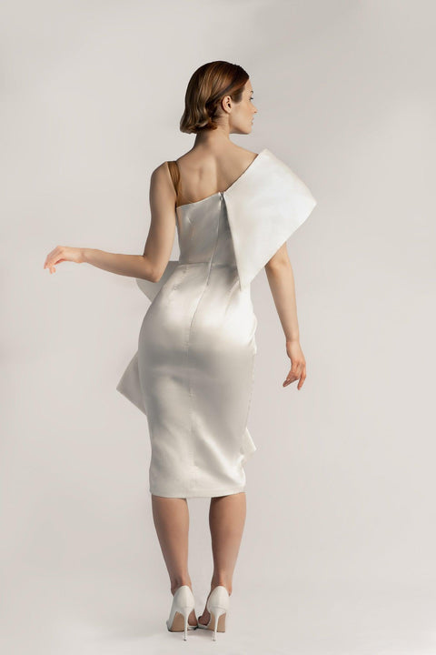 Anitabel | IVORY SATIN COURT WEDDING DRESS WITH SILVER DETAILS