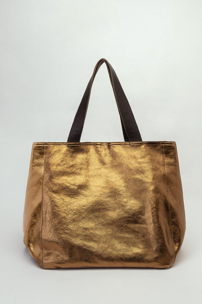 JUAN-JO I Bolso Shopping Piel Metalizado Bronce