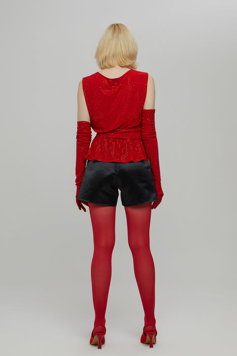 Petra Petrova | Crystal Stone Wrap Red Top Griselle