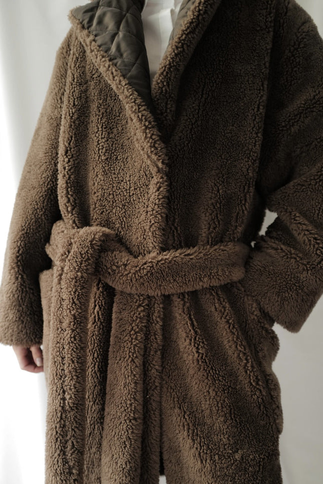 Anna Led | Wool/Silk Teddy Robe Style Coat