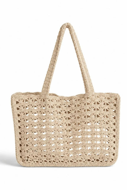Springmoonatelier | Handmade Raffia Crochet Tote Bag – Natural Large Shoulder Bag