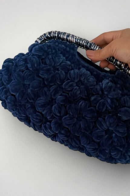 Springmoonatelier | Handmade Velvet Floral Handbag – Statement Crochet Bag
