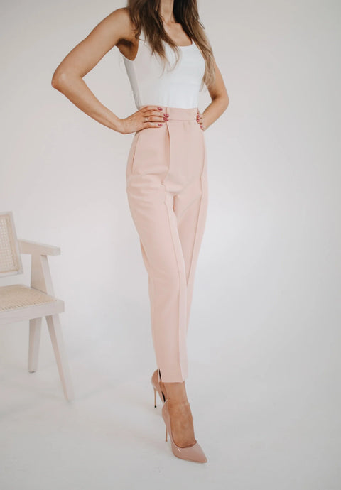 Etanna I High-Waisted Trousers Peach