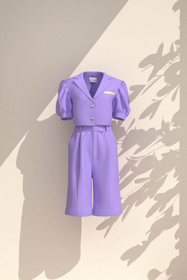 BÚDZIKO | MARSHMALLOW LINEN PUFFED SLEEVED LAVENDER BLAZER