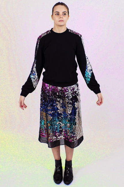 Lalipop Design | Double-Sided Sequin-Embellished A-Line Midi Skirt
