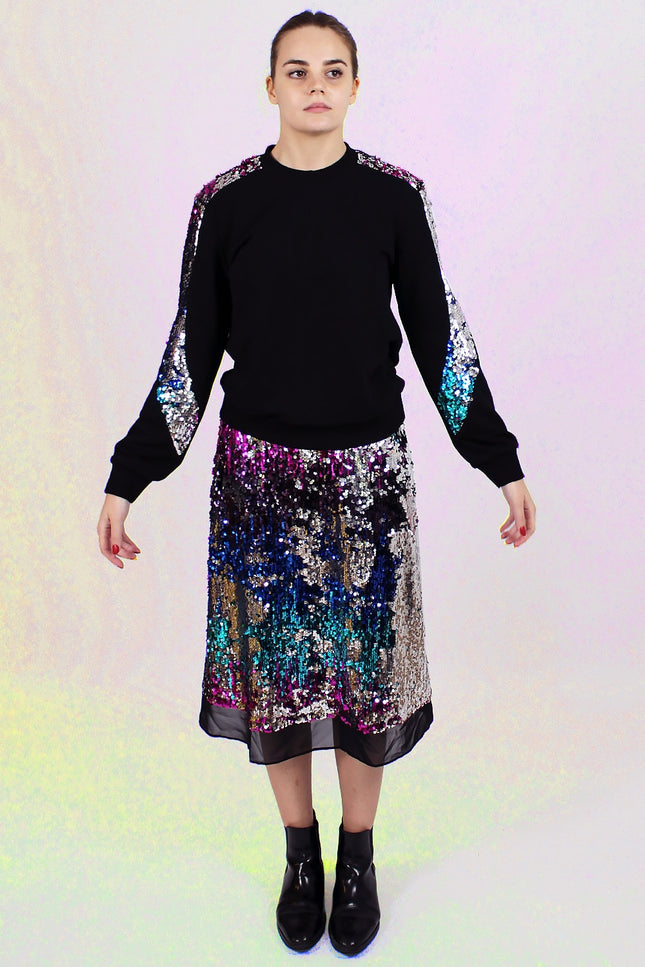 Lalipop Design | Double-Sided Sequin-Embellished A-Line Midi Skirt
