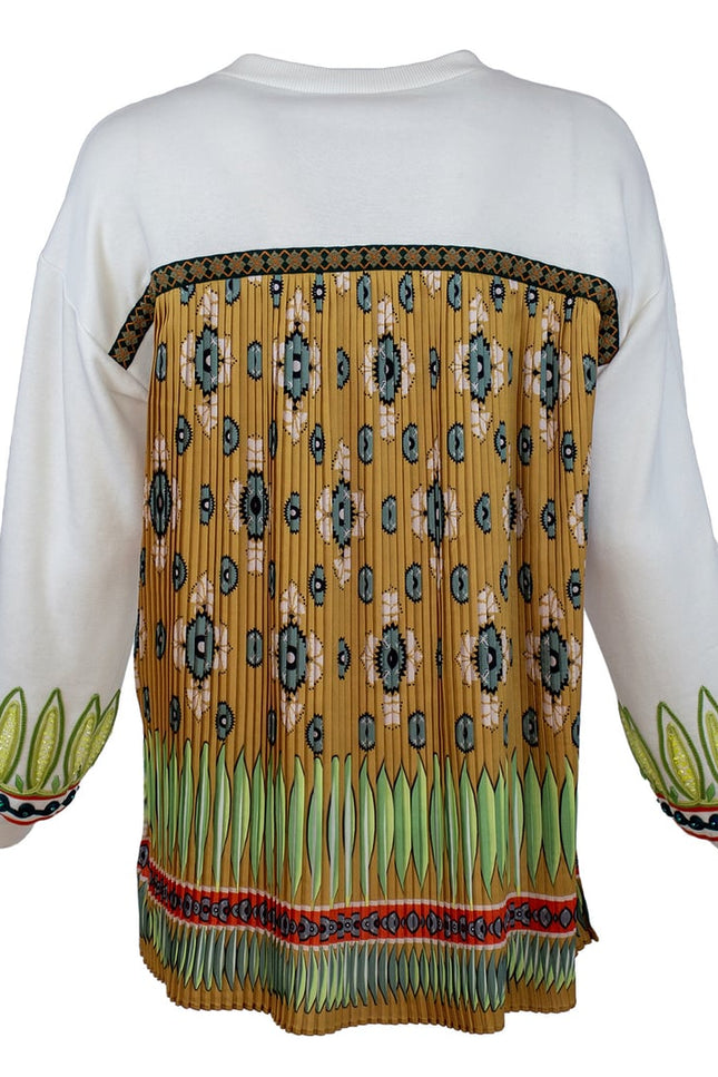 Lalipop Design | Off White Sweatshirt With Pleated Back And Embroidery Detail