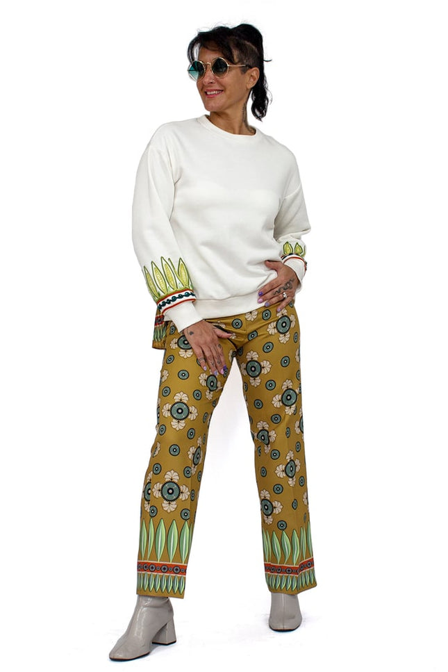Lalipop Design | Off White Sweatshirt With Pleated Back And Embroidery Detail