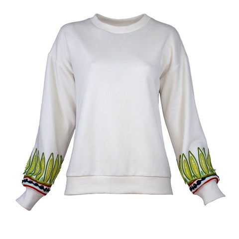 Lalipop Design  | Bluza z nadrukiem z plisowanym tyłem i haftowanym detalem