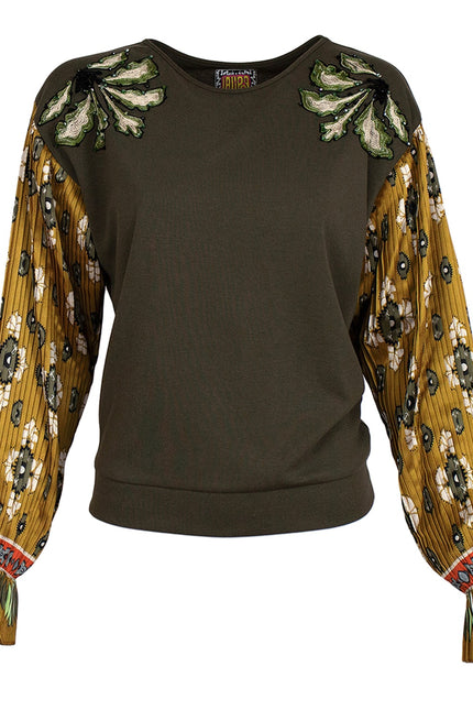 Lalipop Design | Sweatshirt with abstract flower print sleeves and embroidery details