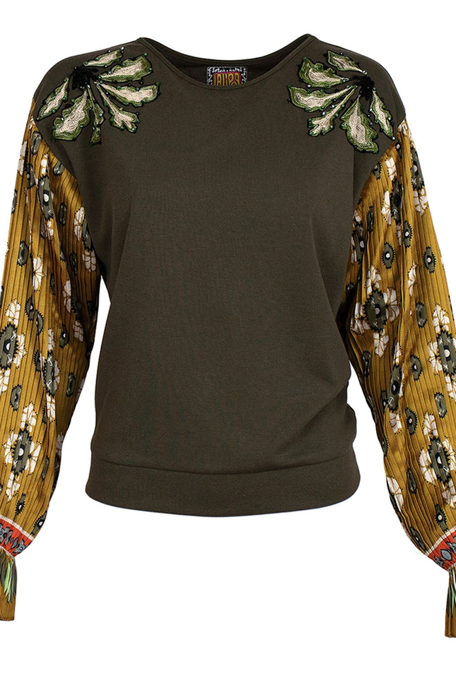 Lalipop Design | Sweatshirt with abstract flower print sleeves and embroidery details