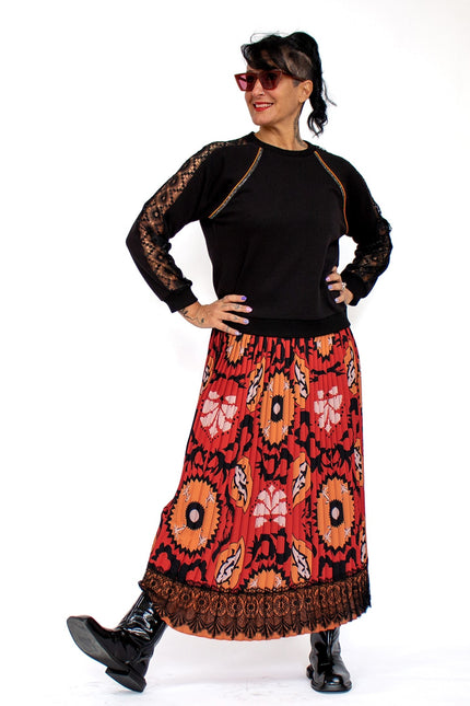 Lalipop Design | Maxi Skirt with guipure lace at the hem