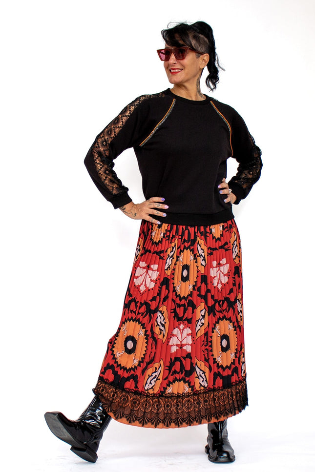 Lalipop Design | Maxi Skirt with guipure lace at the hem