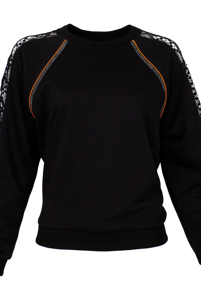 Lalipop Design | Sweatshirt with guipure lace raglan sleeves