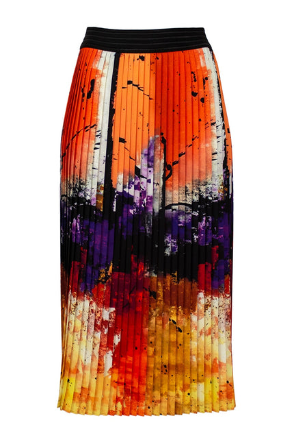 Lalipop Design | Colorful & Abstract Print Pleated Midi Skirt