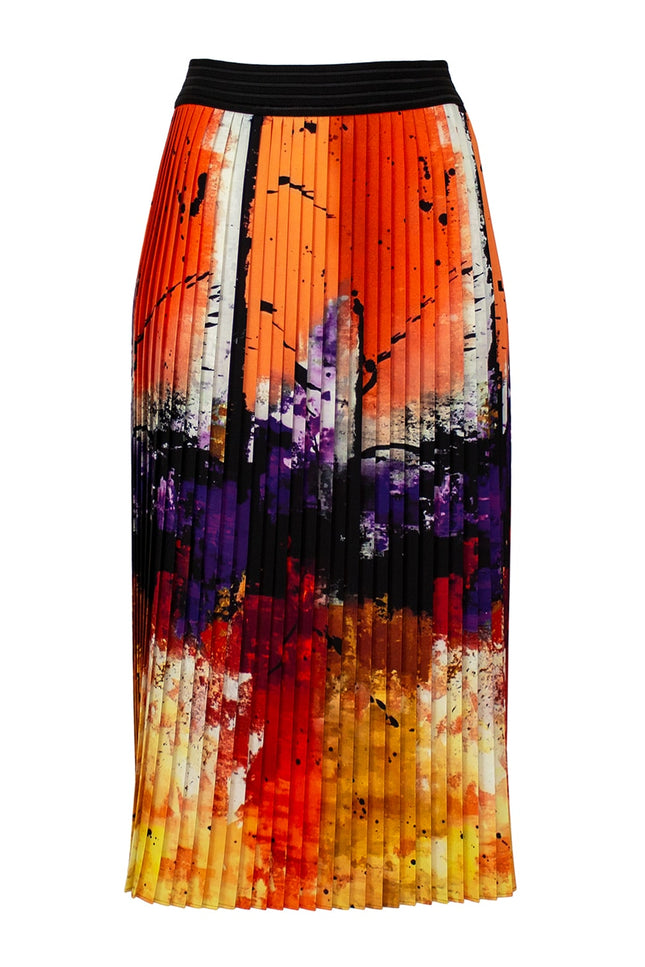 Lalipop Design | Colorful & Abstract Print Pleated Midi Skirt