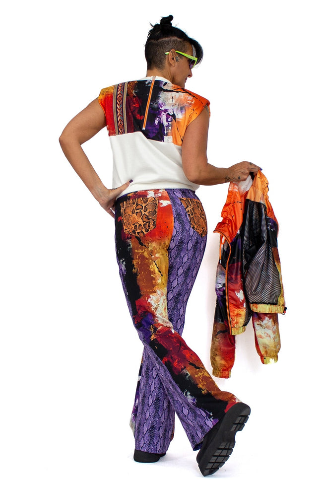 Lalipop Design | Colorful Print Patchwork Wide Leg Trousers