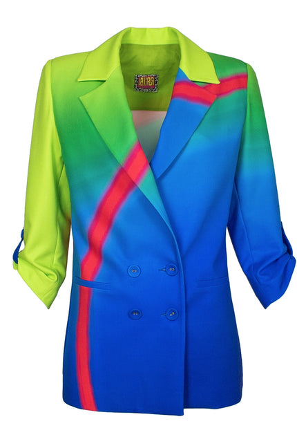 Lalipop Design | Double-Breasted Digital Print Sax Blazer