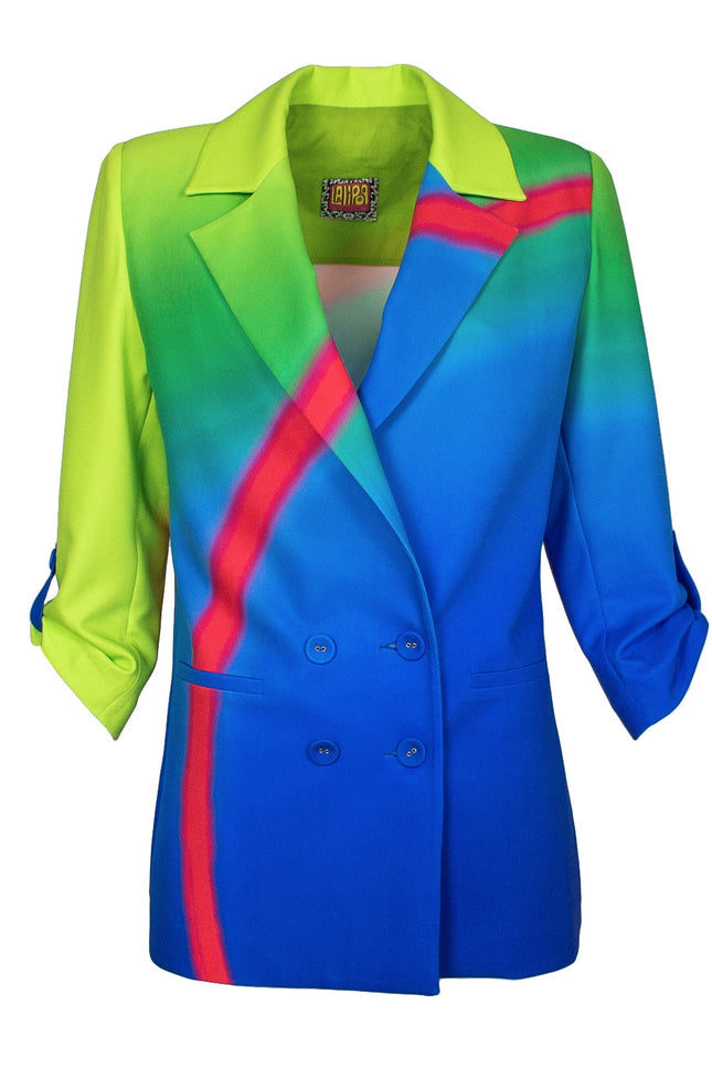 Lalipop Design | Double-Breasted Digital Print Sax Blazer