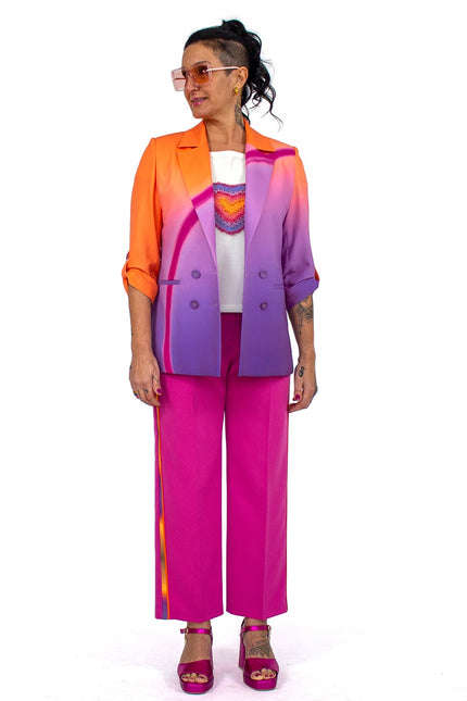Lalipop Design | Double-Breasted Digital Print Lilac Blazer