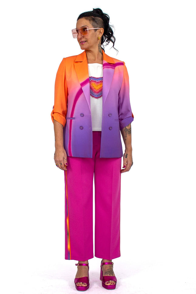 Lalipop Design | Double-Breasted Digital Print Lilac Blazer