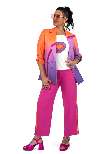 Lalipop Design | Double-Breasted Digital Print Lilac Blazer