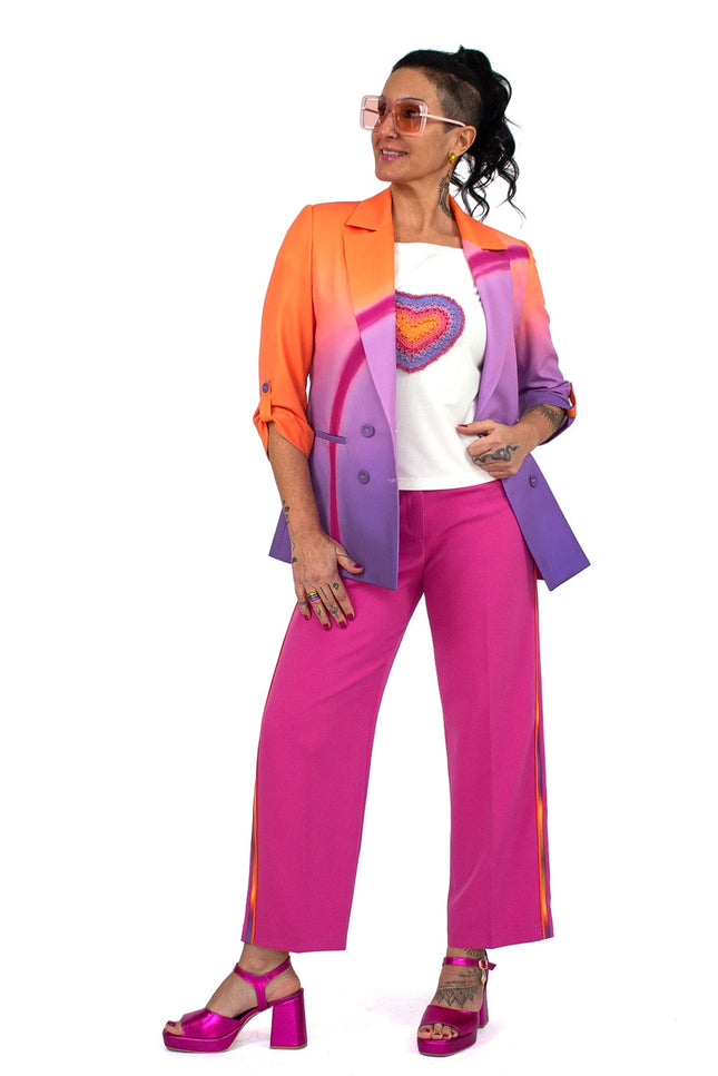 Lalipop Design | Double-Breasted Digital Print Lilac Blazer