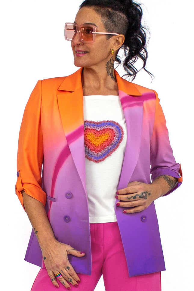 Lalipop Design | Double-Breasted Digital Print Lilac Blazer
