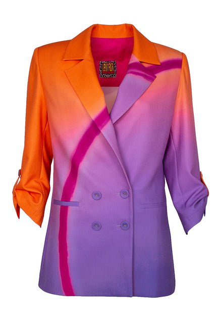 Lalipop Design | Double-Breasted Digital Print Lilac Blazer