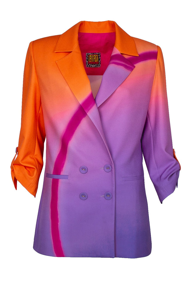 Lalipop Design | Double-Breasted Digital Print Lilac Blazer