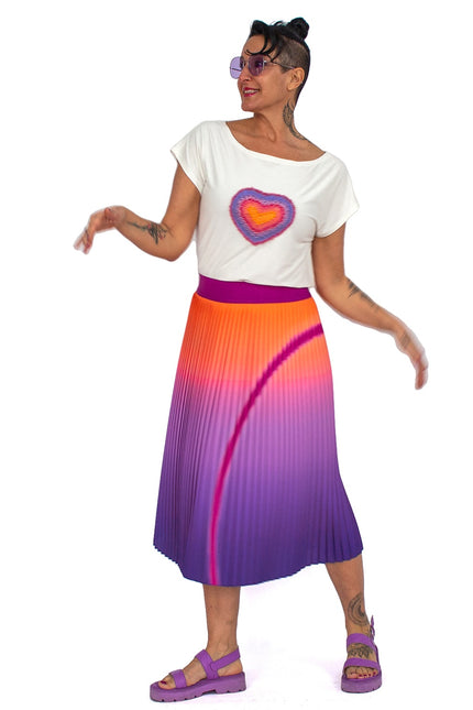 Lalipop Design | Pleated Midi Skirt with ombre abstract print