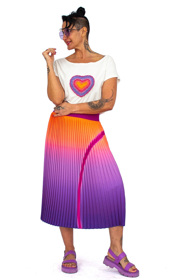 Lalipop Design | Pleated Midi Skirt with ombre abstract print