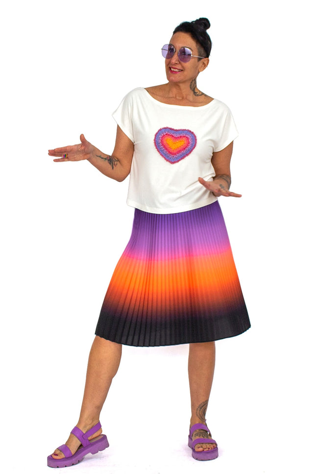 Lalipop Design | Knee-Length Pleated Ombre Midi Skirt