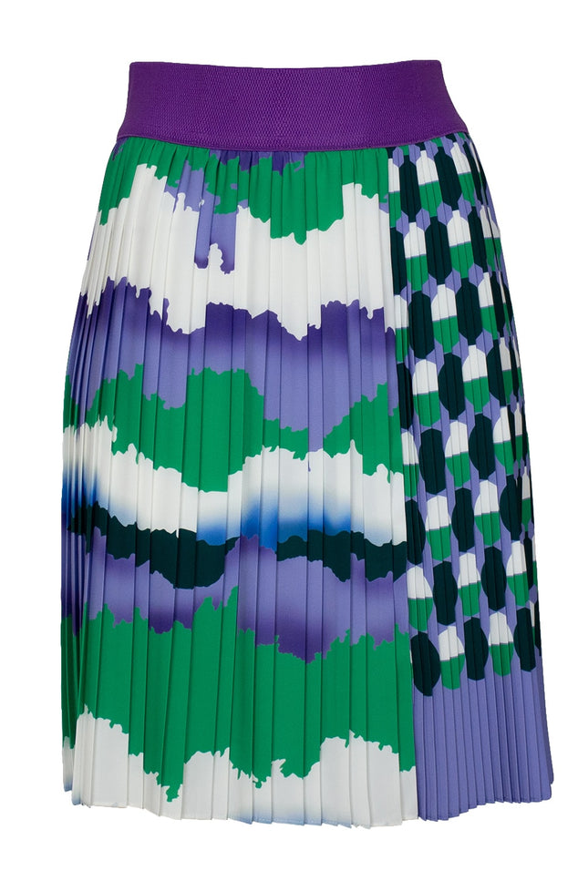 Lalipop Design | Knee-Length Pleated Midi Skirt with wavey & polka dot print