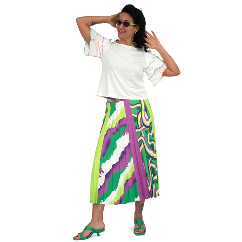 Lalipop Design | Half-Circle Pleated Midi skirt with colorful digital print