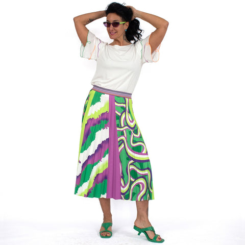 Lalipop Design | Half-Circle Pleated Midi skirt with colorful digital print