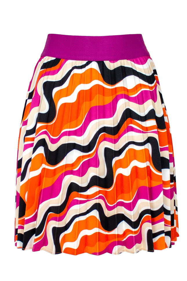 Lalipop Design | Half-Circle Pleated Mini Skirt with colorful wavy print