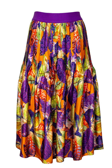 Lalipop Design | Recycled Polyester Printed Satin Pleated Midi Skirt