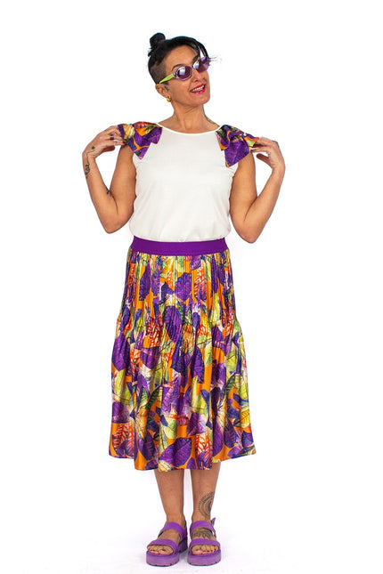 Lalipop Design | Recycled Polyester Printed Satin Pleated Midi Skirt