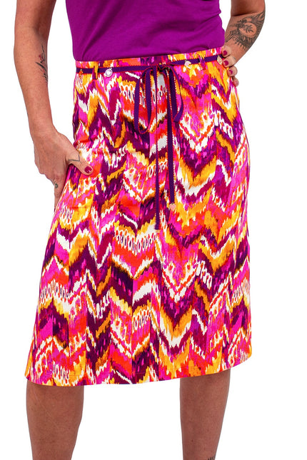 Lalipop Design | A-Line Colorful Zigzag Print Midi Skirt