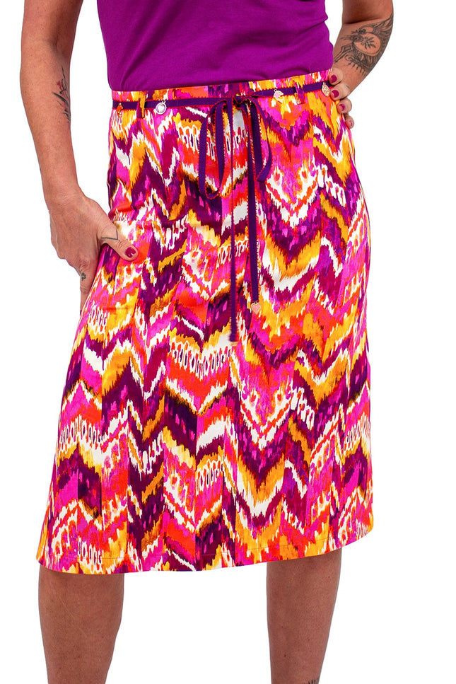 Lalipop Design | A-Line Colorful Zigzag Print Midi Skirt