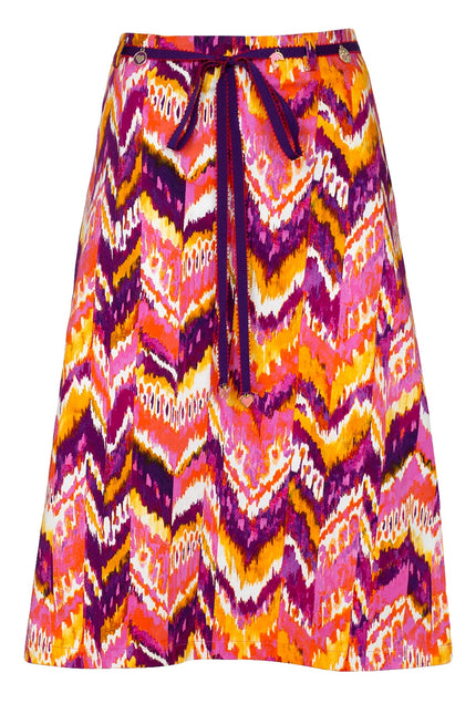 Lalipop Design | A-Line Colorful Zigzag Print Midi Skirt