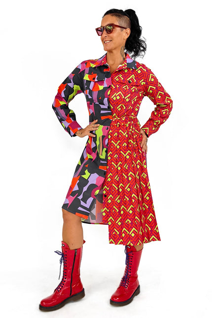 Lalipop Design | Geometric Color Block Midi Dress