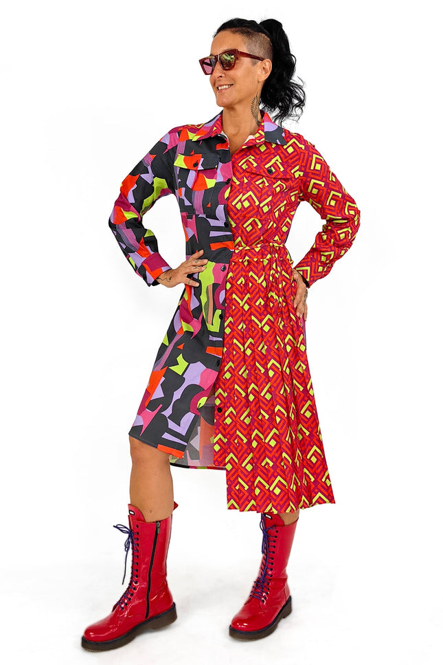 Lalipop Design | Geometric Color Block Midi Dress