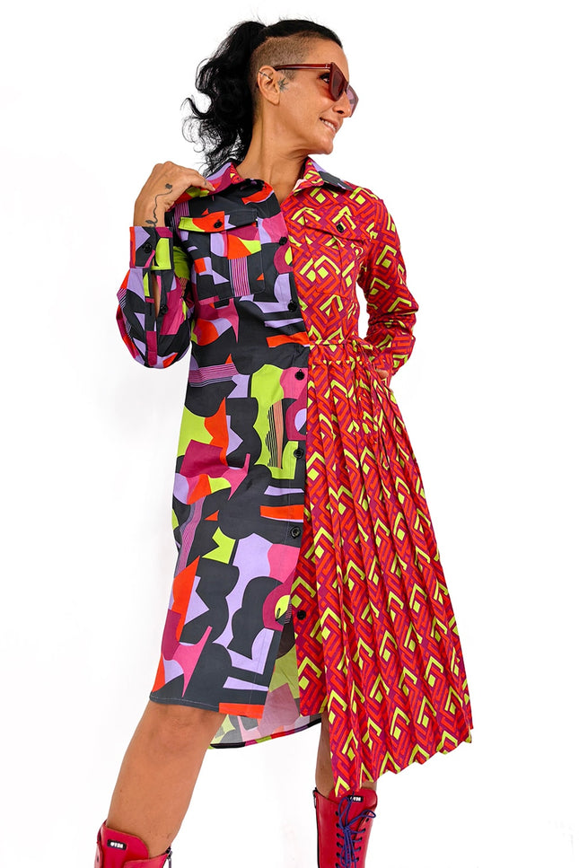 Lalipop Design | Geometric Color Block Midi Dress